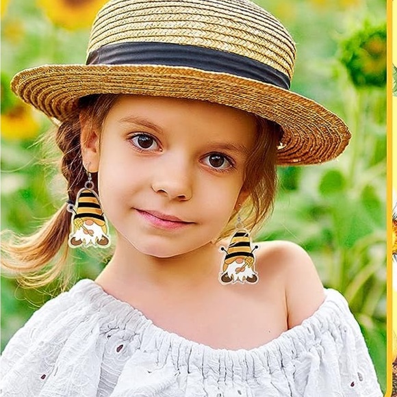 Acrylic HoneyBee Gnome Earrings - Picture 6 of 7